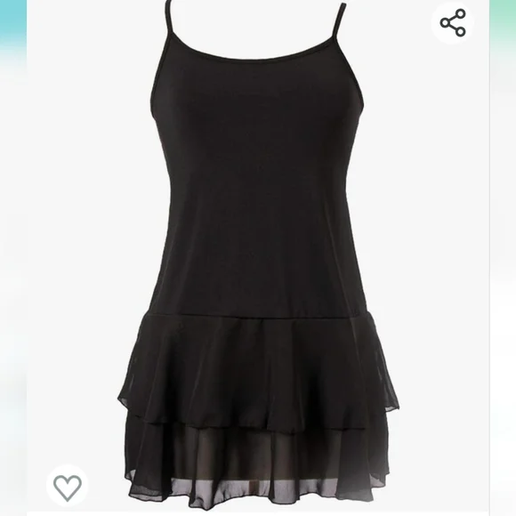 Black ruffle tunic camisole - Picture 1 of 8